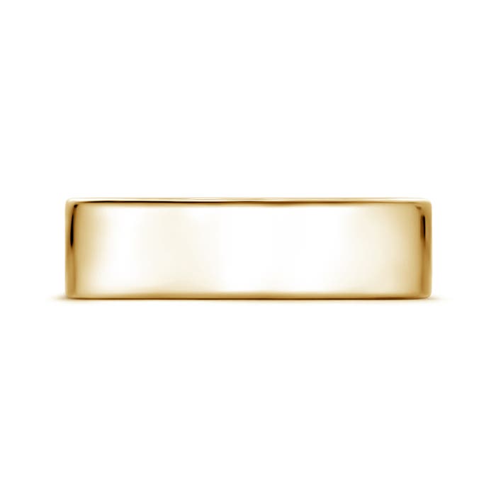 6 105 Classic High Polished Men's Flat Wedding Band in Yellow Gold - side 1