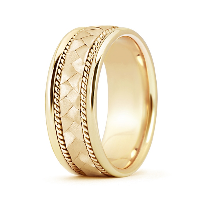 7 100 Hand Braided Twisted Rope Men's Wedding Band in 9K Yellow Gold