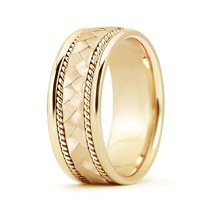 7 100 Hand Braided Twisted Rope Men's Wedding Band in 9K Yellow Gold 