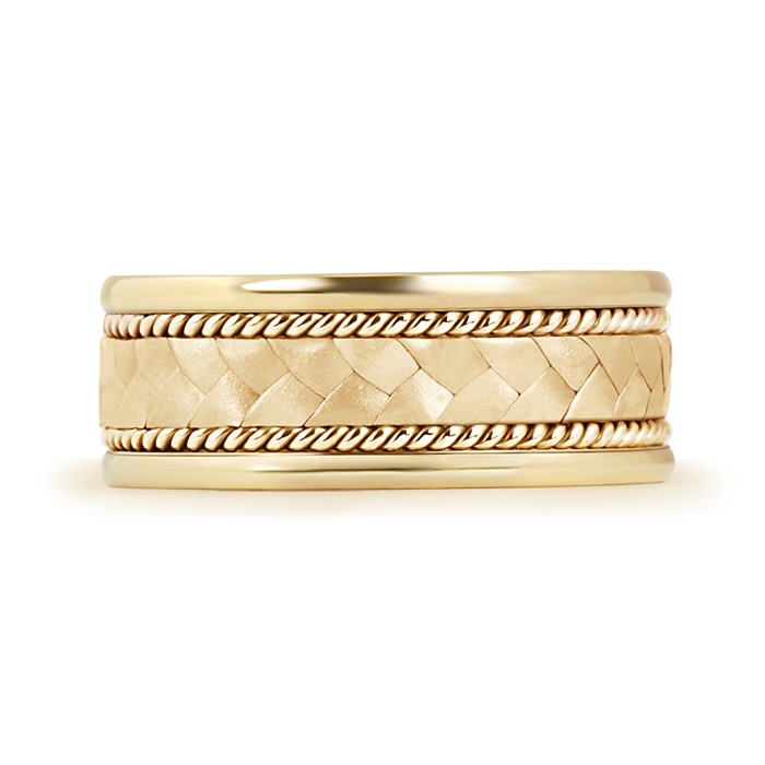 7 100 Hand Braided Twisted Rope Men's Wedding Band in 9K Yellow Gold product image