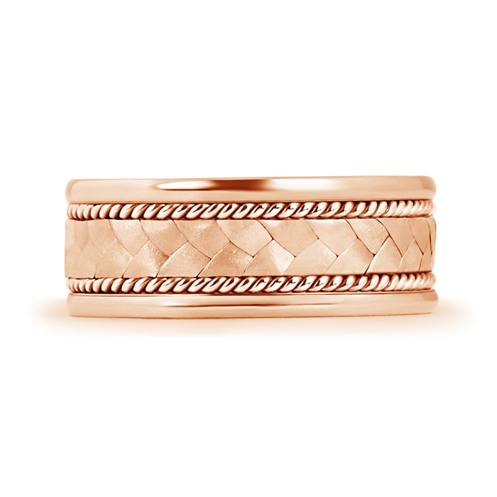 7 100 Hand Braided Twisted Rope Men's Wedding Band in Rose Gold - side 199