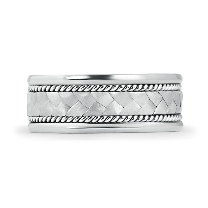 7 100 Hand Braided Twisted Rope Men's Wedding Band in White Gold