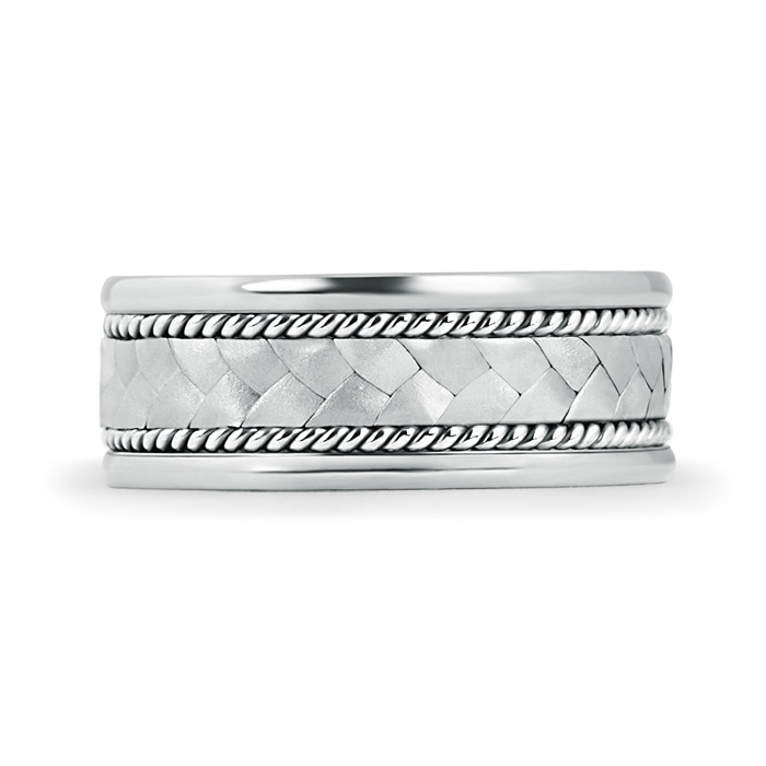 7 100 Hand Braided Twisted Rope Men's Wedding Band in White Gold - side 199