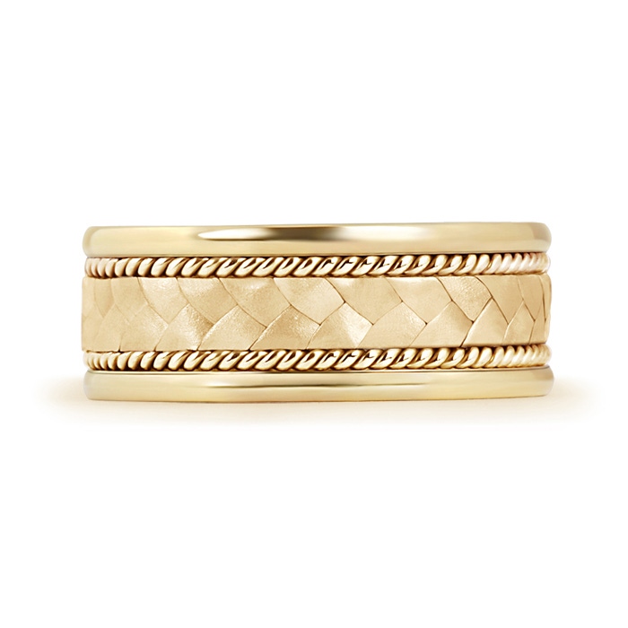 7 100 Hand Braided Twisted Rope Men's Wedding Band in Yellow Gold Side-1