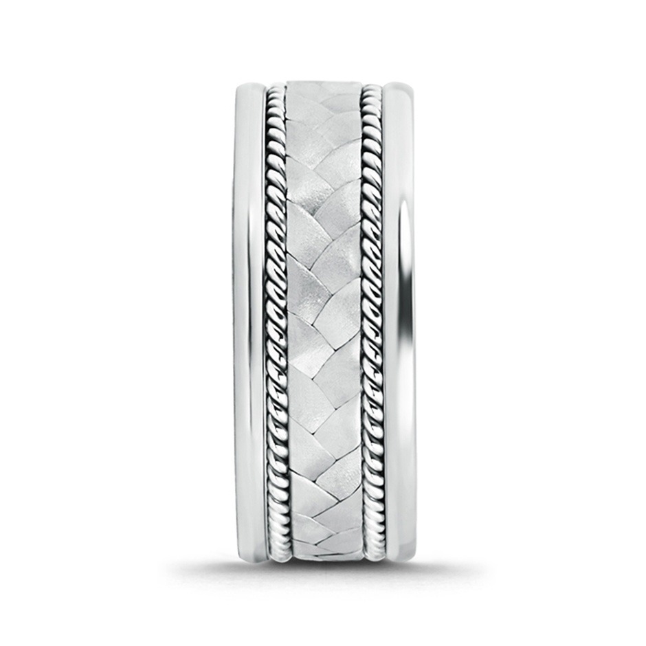 7 105 Hand Braided Twisted Rope Men's Wedding Band in 10K White Gold side 299