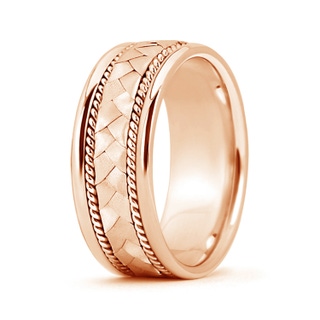 7 125 Hand Braided Twisted Rope Men's Wedding Band in Rose Gold