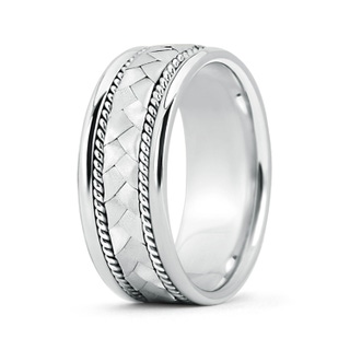 7 60 Hand Braided Twisted Rope Men's Wedding Band in 10K White Gold