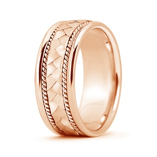 7 60 Hand Braided Twisted Rope Men's Wedding Band in Rose Gold