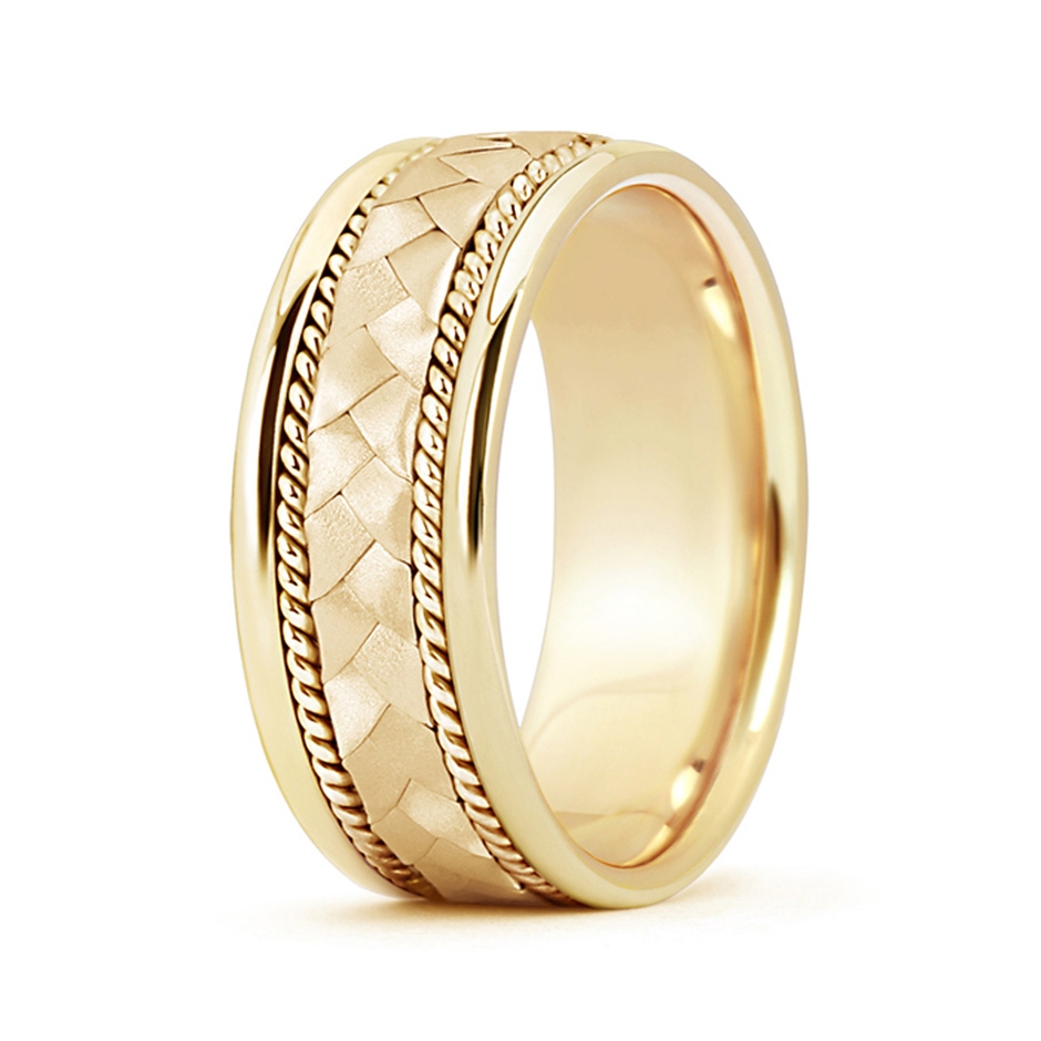 7 80 Hand Braided Twisted Rope Men's Wedding Band in Yellow Gold 