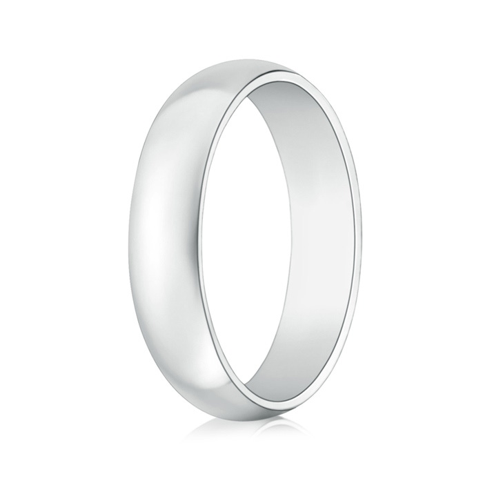 5 100 High Polished Domed Men's Comfort Fit Wedding Band in White Gold