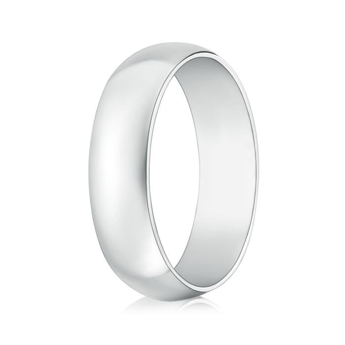 6 115 High Polished Domed Men's Comfort Fit Wedding Band in White Gold
