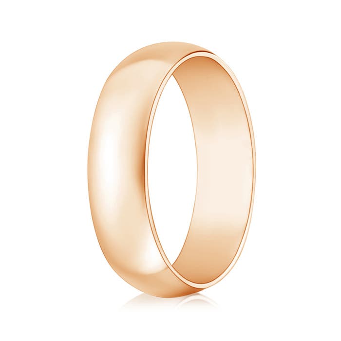 6 80 High Polished Domed Men's Comfort Fit Wedding Band in Rose Gold