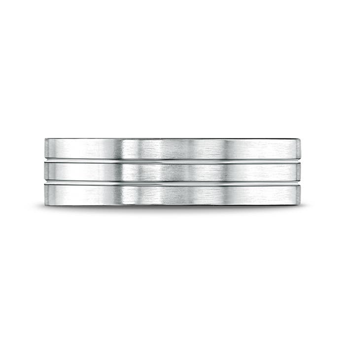 6 100 Satin Parallel Grooved Men's Comfort Fit Wedding Band in P950 Platinum