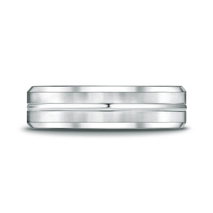 6 100 Satin Finished Polished Grooved Wedding Band For Men in P950 Platinum