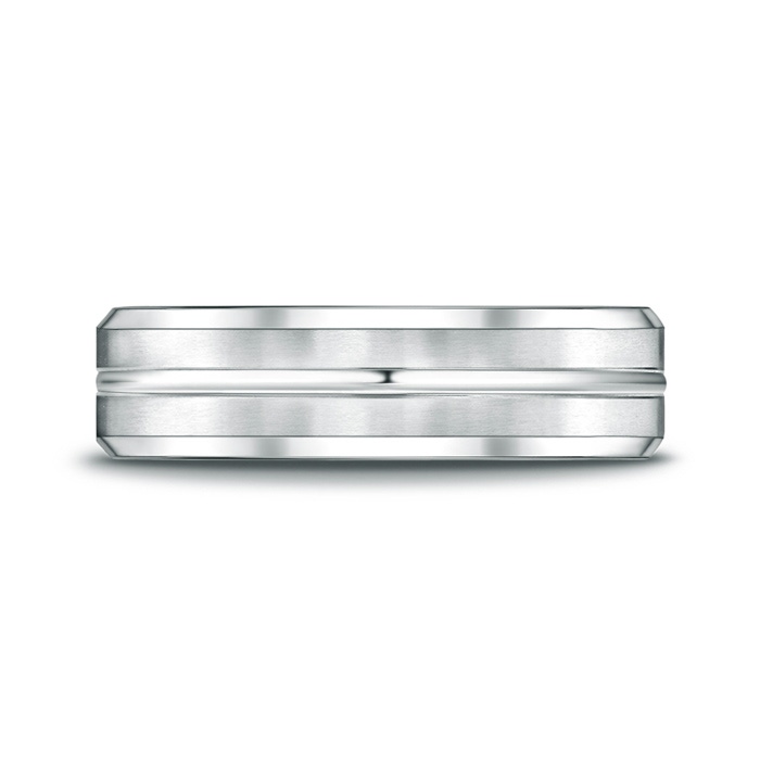 6 100 Satin Finished Polished Grooved Wedding Band For Men in P950 Platinum Product Image