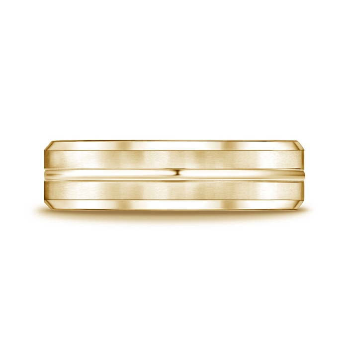 6 100 Satin Finished Polished Grooved Wedding Band For Men in Yellow Gold Product Image