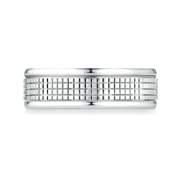 7 100 High Polished Comfort Fit Pattern Wedding Band in White Gold Product Image