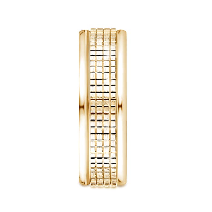 7 100 High Polished Comfort Fit Pattern Wedding Band in Yellow Gold - side 2