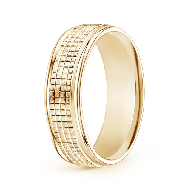 Comfort Fit Arrow Pattern Men's Milgrain Wedding Band | Angara