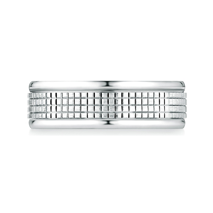7 130 High Polished Comfort Fit Pattern Wedding Band in 10K White Gold product image