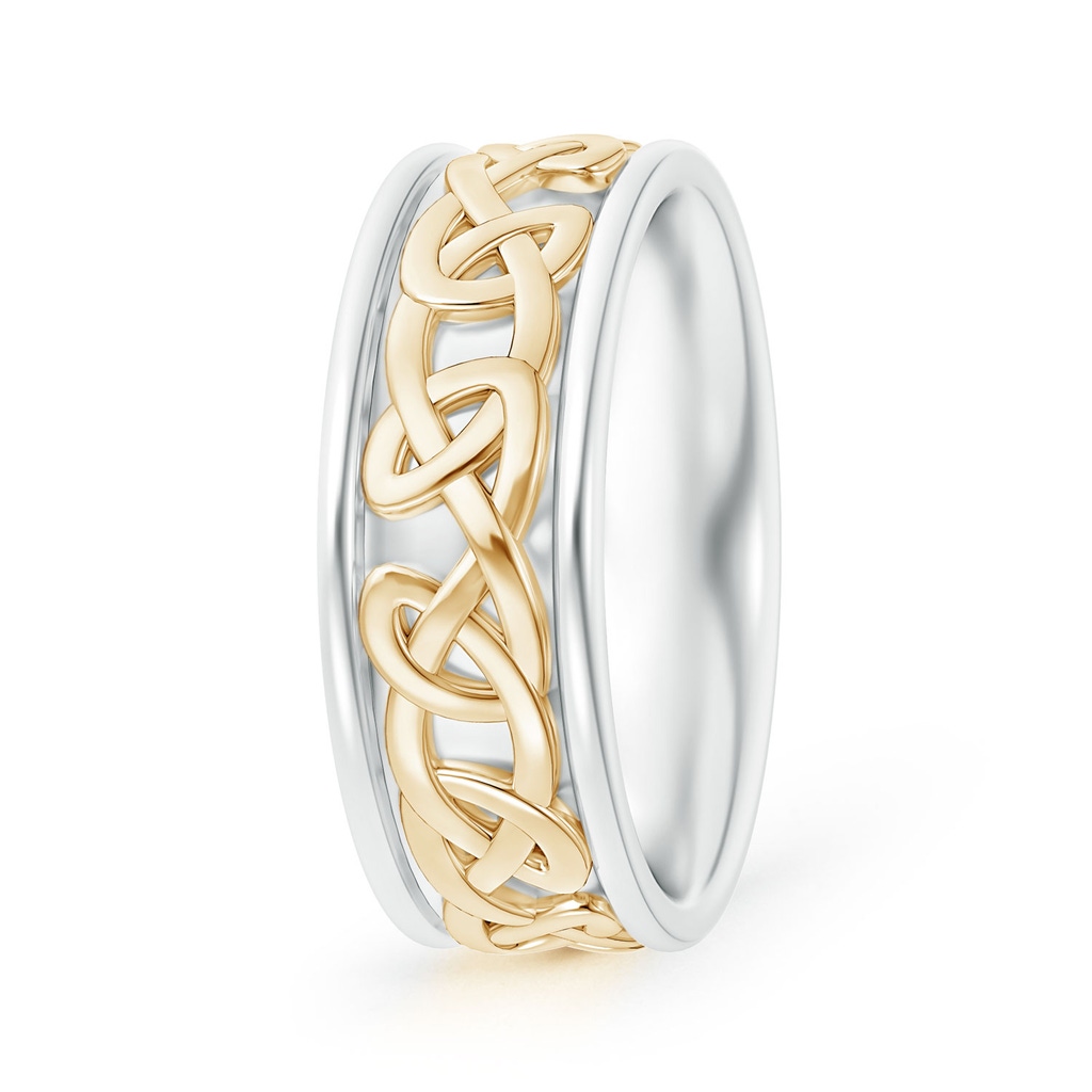 8.5 100 Two Tone Round Edge Comfort-Fit Celtic Knot Wedding Band in White Gold Yellow Gold