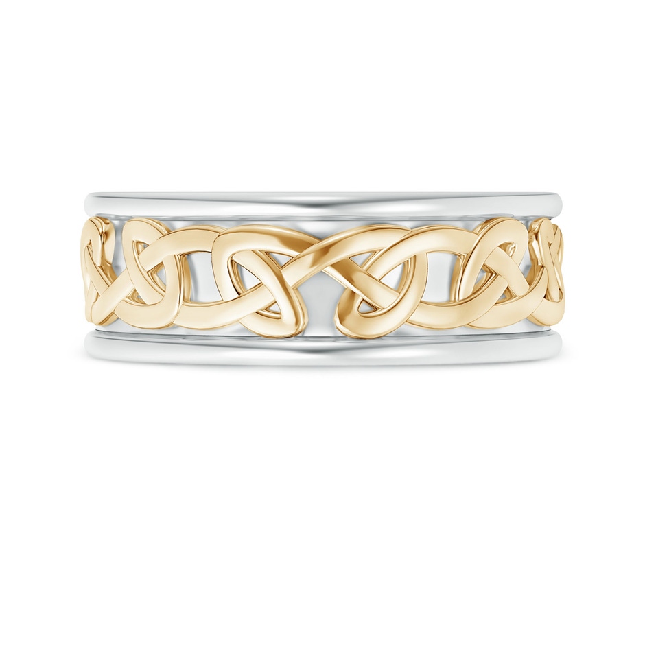 8.5 70 Two Tone Round Edge Comfort-Fit Celtic Knot Wedding Band in White Gold Yellow Gold side 299