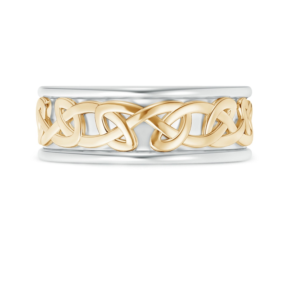 8.5 90 Two Tone Round Edge Comfort-Fit Celtic Knot Wedding Band in White Gold Yellow Gold side 299