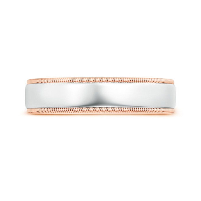 5.5 100 Milgrain-Edged Polished Comfort-Fit Men's Wedding Band in Two Tone in Rose Gold White Gold product image