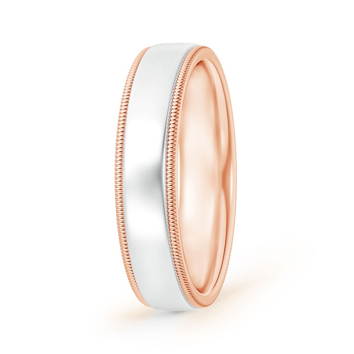 5.5 105 Milgrain-Edged Polished Comfort-Fit Men's Wedding Band in Two Tone in Rose Gold White Gold