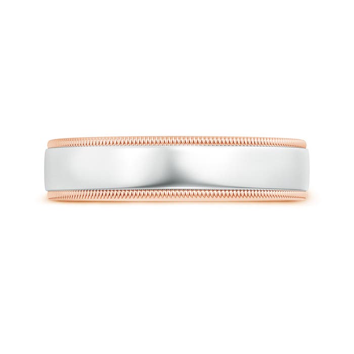 5.5 75 Milgrain-Edged Polished Comfort-Fit Men's Wedding Band in Two Tone in Rose Gold White Gold - side 2
