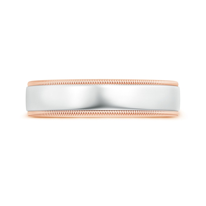 5.5 75 Milgrain-Edged Polished Comfort-Fit Men's Wedding Band in Two Tone in Rose Gold White Gold Product Image