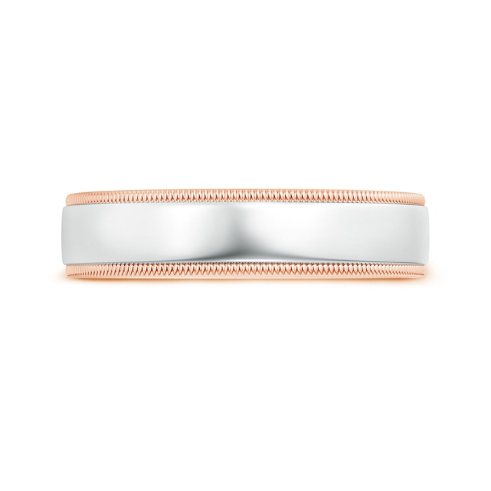 5.5 75 Milgrain-Edged Polished Comfort-Fit Men's Wedding Band in Two Tone in Rose Gold White Gold product image