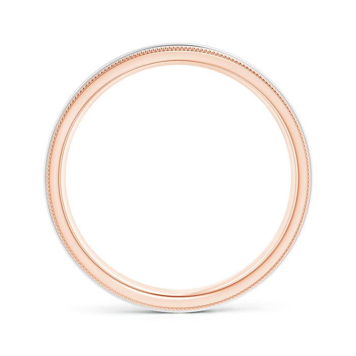 5.5 95 Milgrain-Edged Polished Comfort-Fit Men's Wedding Band in Two Tone in Rose Gold White Gold - side 1