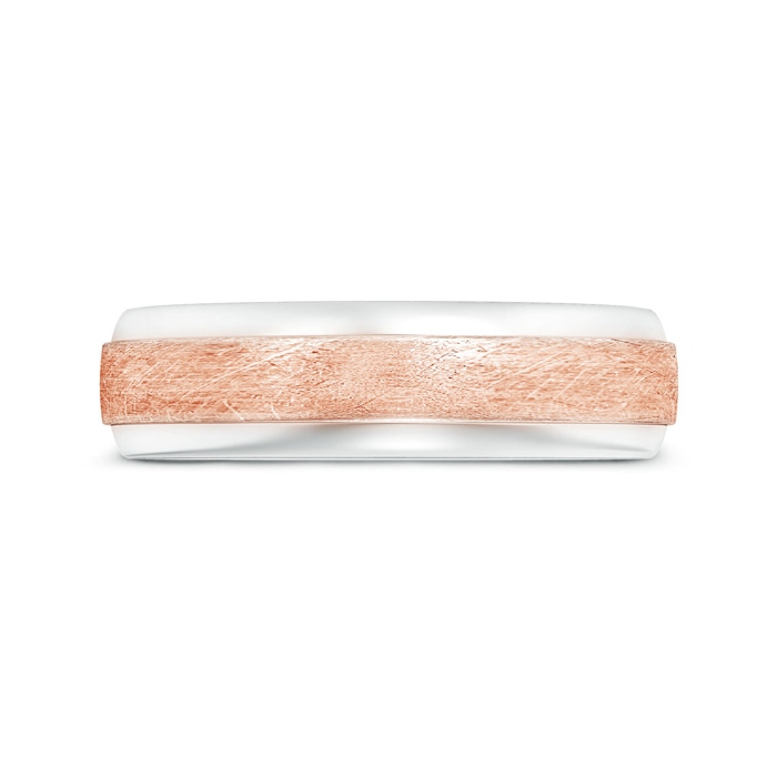 6.07 100 Textured Centre Comfort-Fit Dome Men's Wedding Band in Two Tone in White Gold Rose Gold Product Image