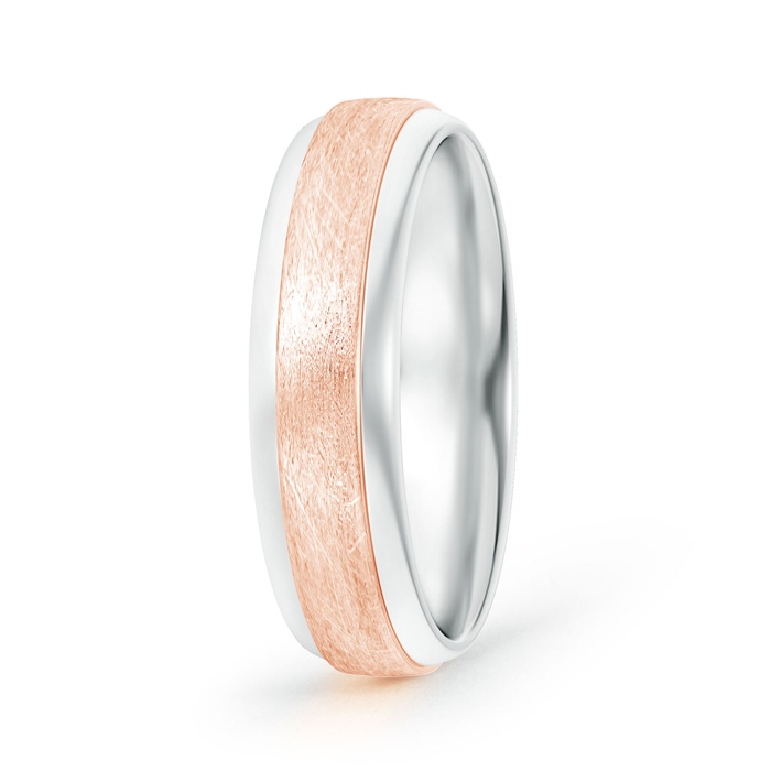 6.07 75 Textured Centre Comfort-Fit Dome Men's Wedding Band in Two Tone in White Gold Rose Gold 