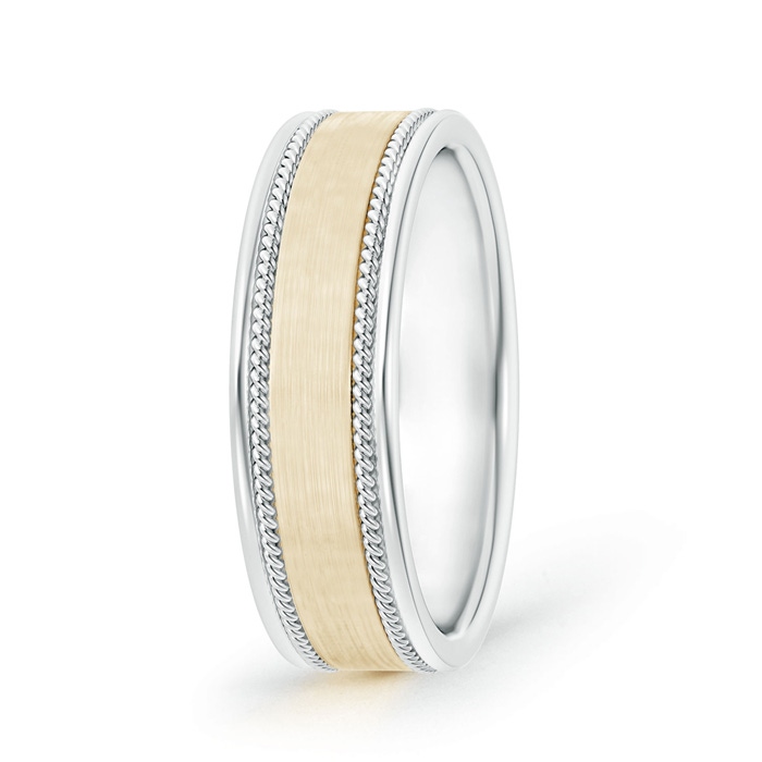 7.05 105 Satin Finish Rope Edged Comfort-Fit Men's Wedding Band in Two Tone in White Gold Yellow Gold