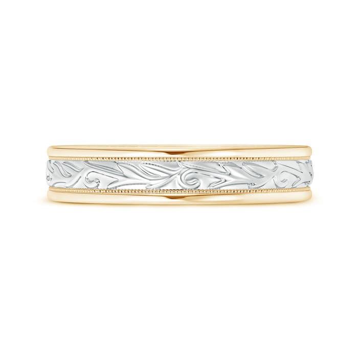 5 100 Milgrain-Edged Leaf and Vine Pattern Wedding Band for Him in White Gold Yellow Gold - side 2