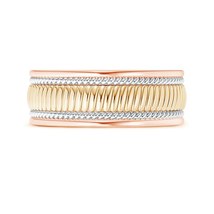 8 100 Centre Braided Coil Comfort-Fit Men's Wedding Band in Tri Colour in Rose Gold Yellow Gold White Gold side 299