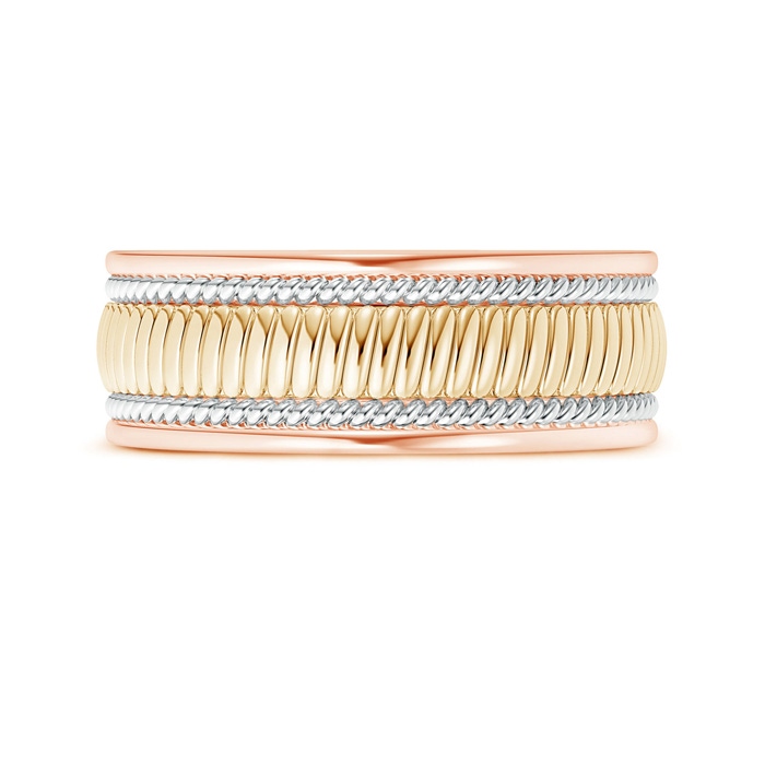 8 105 Center Braided Coil Comfort-Fit Men's Wedding Band in Tri Color in Rose Gold Yellow Gold White Gold Product Image