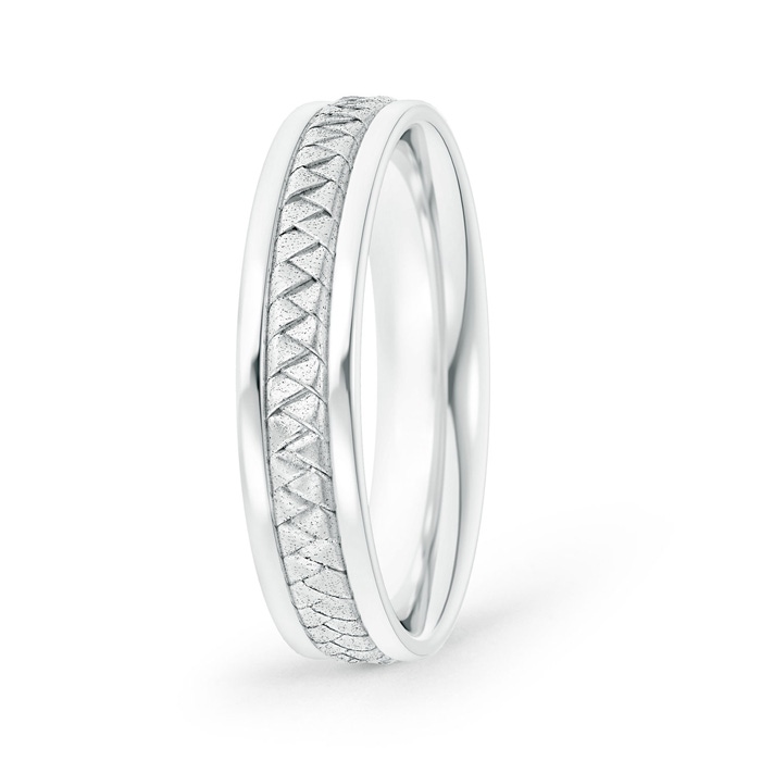 5.5 75 Hand Woven Comfort-Fit Men's Wedding Band in White Gold
