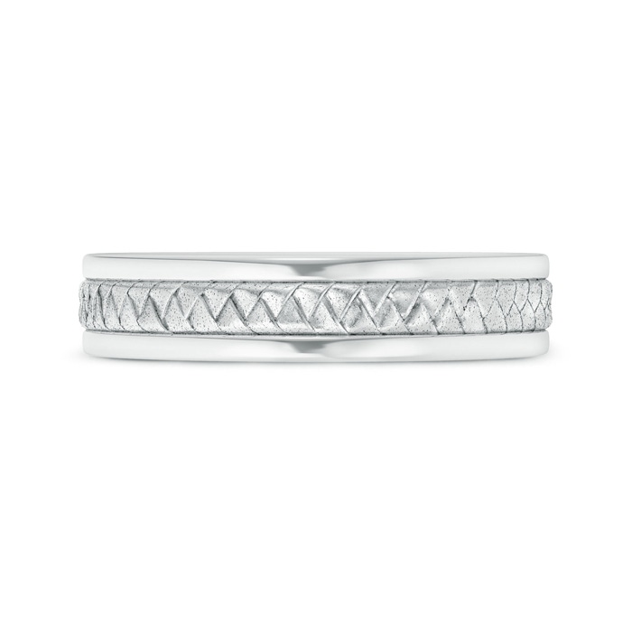 5.5 75 Hand Woven Comfort-Fit Men's Wedding Band in White Gold Product Image