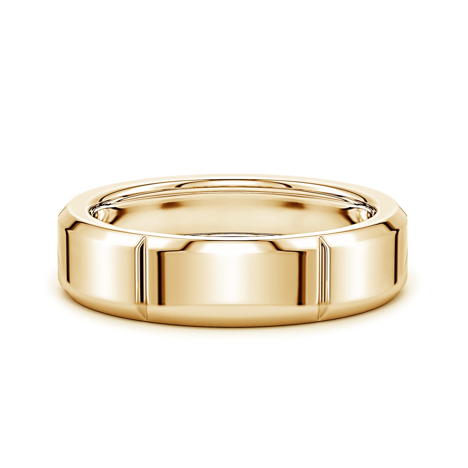 6 Men's Linear Beveled Edge Band in Yellow Gold