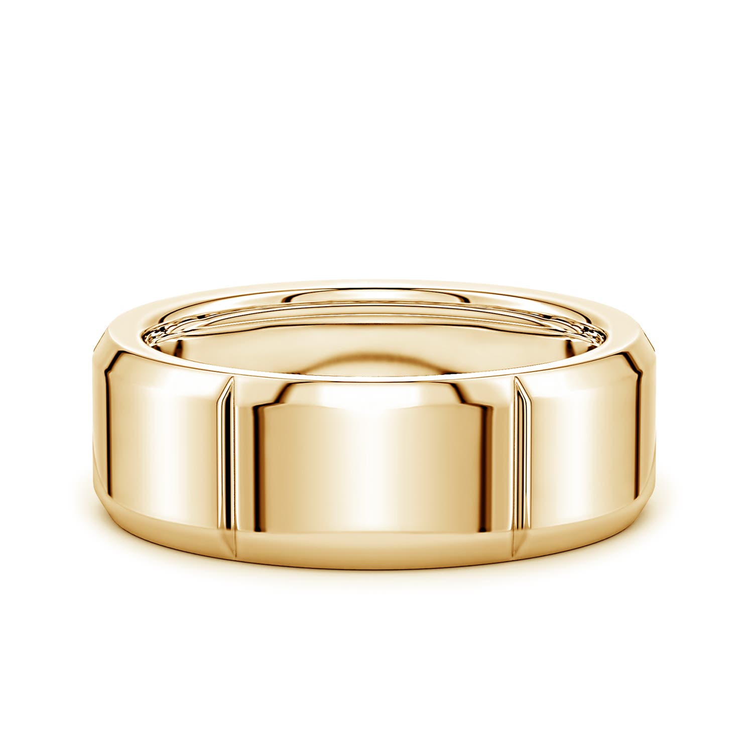 8 Men's Linear Beveled Edge Band in Yellow Gold