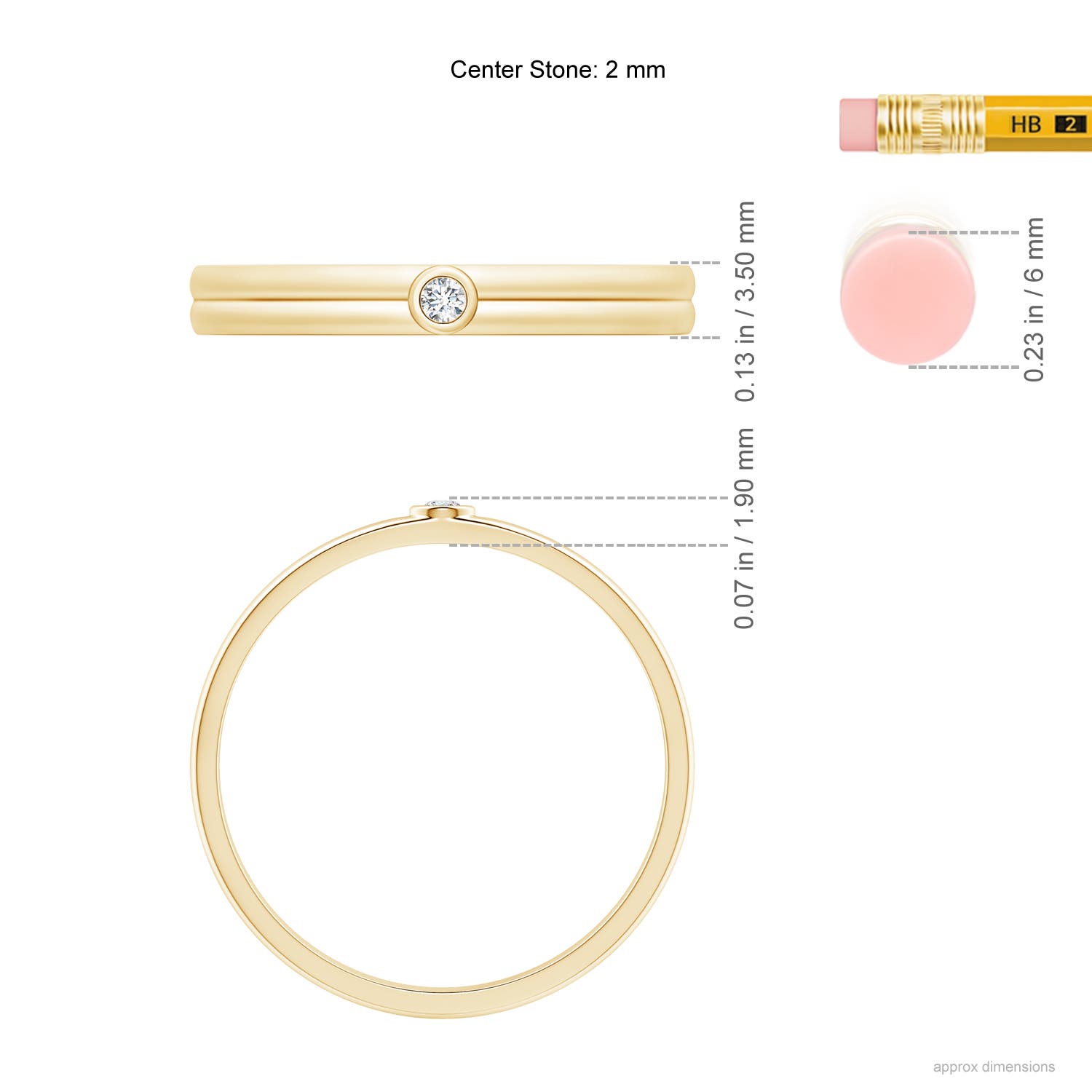 2mm GVS2 Bezel Set Solitaire Diamond Band For Him in 90 Yellow Gold - ruler