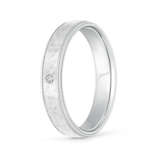 1.7mm GVS2 Gypsy-Set Diamond Hammered Finish Wedding Band for Men in 115 White Gold
