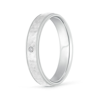 1.7mm HSI2 Gypsy-Set Diamond Hammered Finish Wedding Band for Men in 40 White Gold