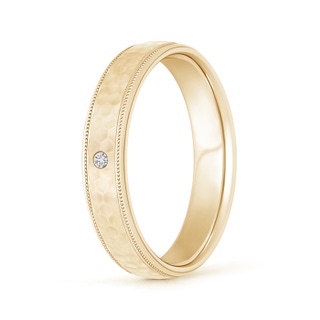 1.7mm HSI2 Gypsy-Set Diamond Hammered Finish Wedding Band for Men in 95 Yellow Gold