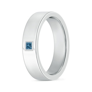 2.5mm AAA Gypsy Set Princess Blue Diamond Men's Wedding Band in 100 10K White Gold