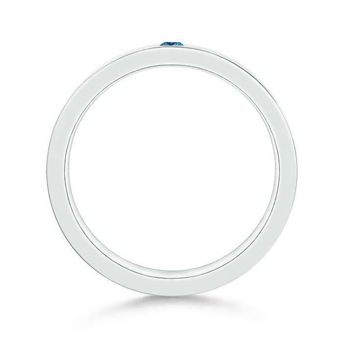 2.5mm AAA Gypsy Set Princess Blue Diamond Men's Wedding Band in 100 White Gold - side 1