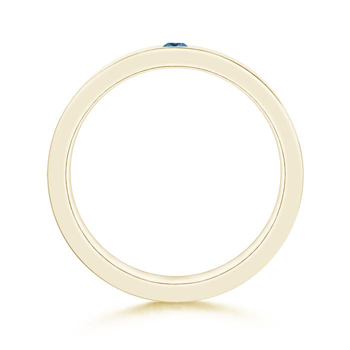 2.5mm AAA Gypsy Set Princess Blue Diamond Men's Wedding Band in 95 Yellow Gold - side 1